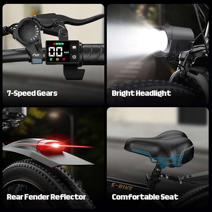 Electric Bike for Adults, 800/1500/2500W Peak Motor Ebike, 48V Removable Battery, 30-120 Miles PAS Range, 20-28MPH, 14"/20"/26" All-Terrain Electric Bicycles for Commuute Road Sand Mountain