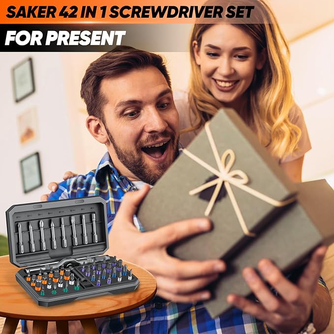 Saker 42 in 1 Magnetic Screwdriver Set, Multi Bit Free Combination Ratchet Screwdriver Set Portable Repair Tool Kit for Valentine's Day Gifts Furniture, Computer, Bicycle and DIY Grey