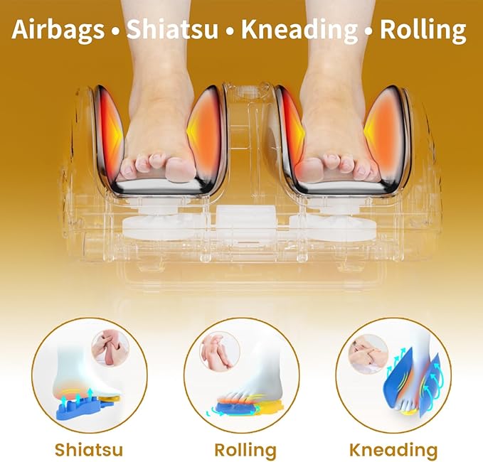 TISSCARE Foot Massager for Neuropathy: Shiatsu Feet Massager with Heat for Plantar Fasciitis, Pain Relief, Circulation, Deep Kneading Relaxation Gifts for Women Men