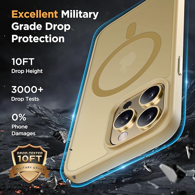 Miracase Magnetic for iPhone 14 Pro Case 6.1 inch (Compatible with MagSafe)（with 2X Screen Protectors） Military-Grade Protection, Anti-Fingerprint Translucent Matte Phone Case Cover, Light Yellow