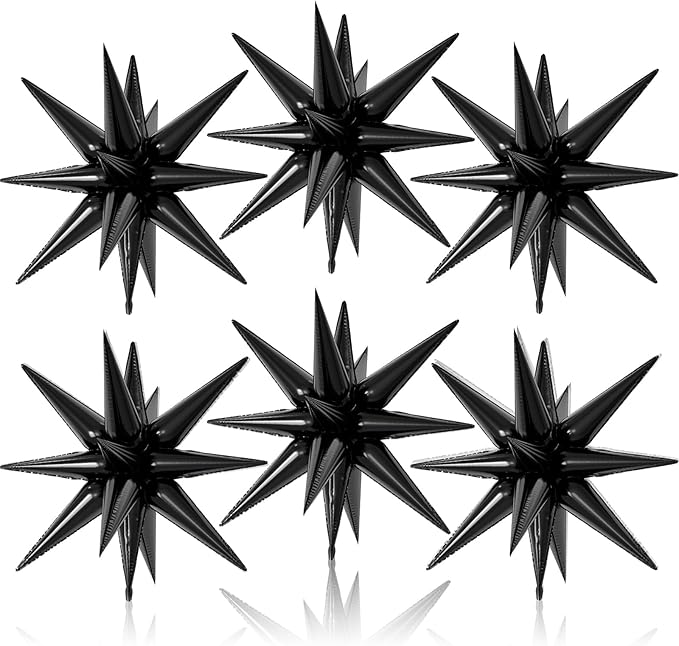 6PCS Star Balloons, 22Inch Large Black Star Balloon Foil Balloons Party Balloon for Birthday Graduation Wedding Anniversary Party Backdrops Decorations