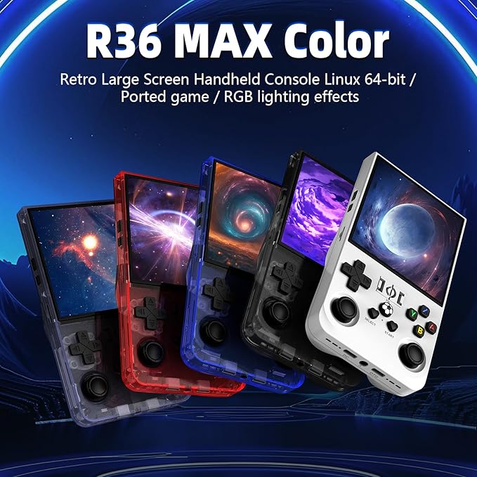 R36MAX Retro Handheld Game Console, 4.0 Inch IPS Screen Retro Gaming Console,Linux System, 4000mAh Battery Portable Pocket Mini Arcade, Built-in 128G (Red)