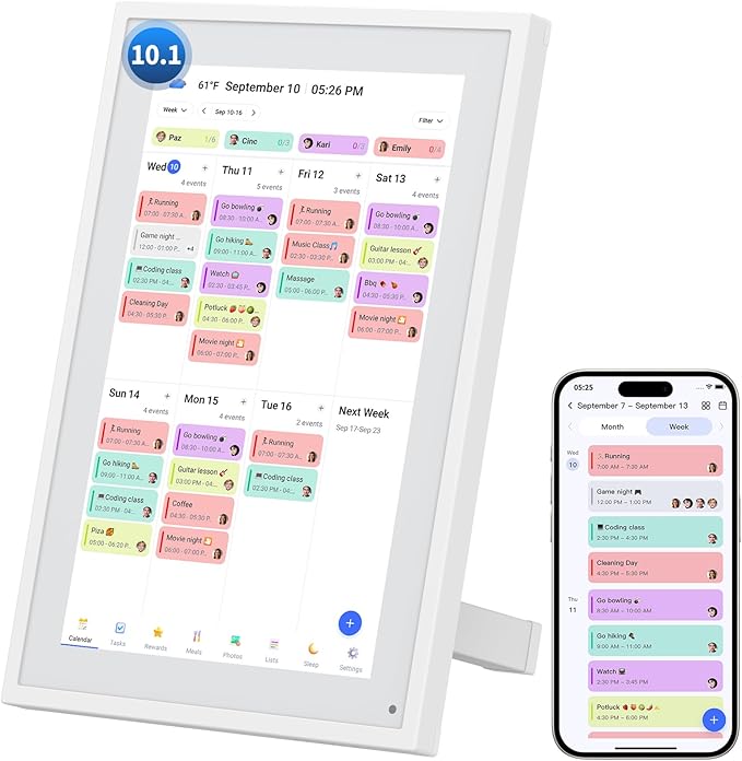 Calendar Digital 10.1 Inch, Digital Frame Combined Smart Touch Screen Electronic Wall Planner Family Organizer Chore for Family Schedules Gift for Mother Mom Women Grandpa
