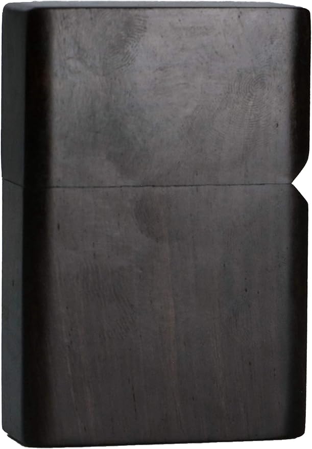 Natural Ebony Black Wood Carved Lighter Shell Box For Zippo Module (Zodiac Sheep)