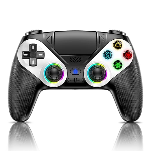 Gamrombo LED Wireless Controller for PS5, Compatible with PS5 Pro/Slim/PC, Dual Vibration, Macro/Turbo Function, 3.5mm Audio Jack, 6-Axis Motion Contro Gamepad with Speaker