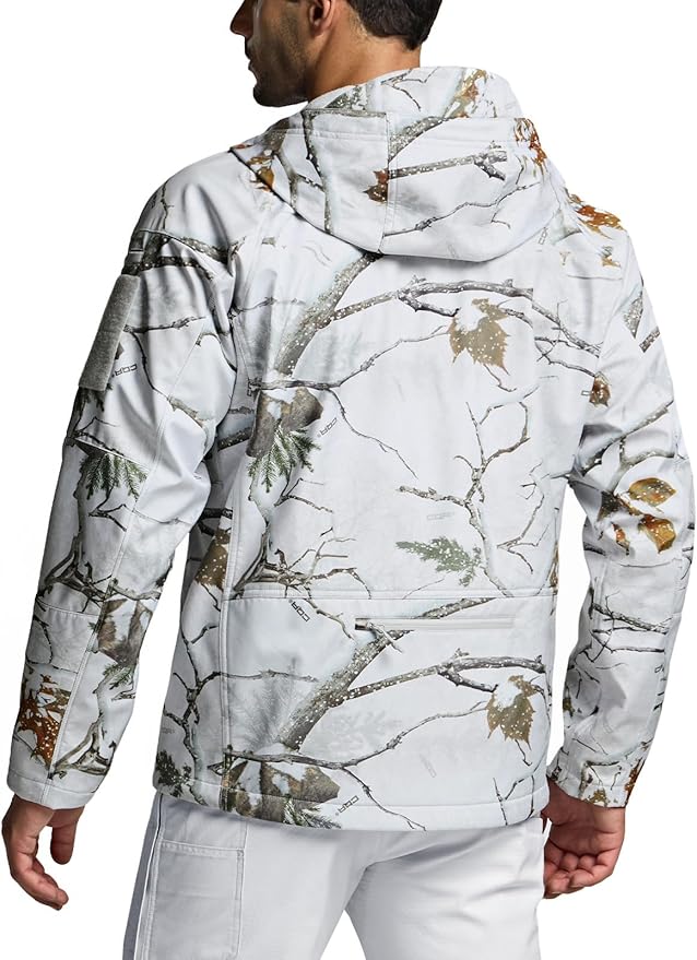 CQR Men's Tactical Softshell Jacket, Winter Warm Fleece Lined Coat, Water Resistant Outdoor Hunting Hiking Rain Windbreaker