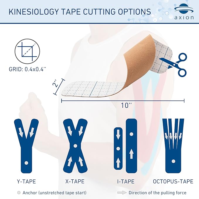 axion Kinesiology Tape PRECUT Mix Set | 120 Pre-Cut Multicolored Sport Tape Strips 10 x 2 in - on 6 Rolls | Waterproof • Skin-Friendly • Elastic | Kinesiology Tapes Ideal for Sports