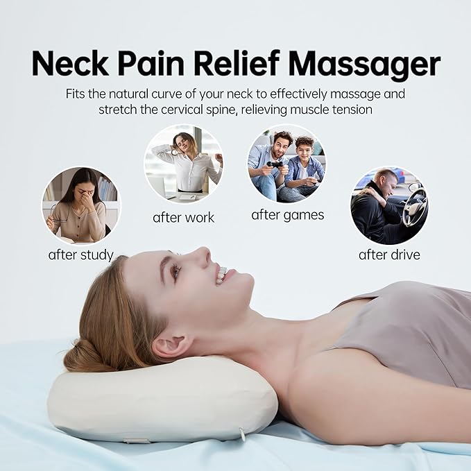 Shiatsu Neck Massager for Pain Relief deep Tissue Before Sleep, Cervical Neck Pillow,Cordless & Memory Foam Pillows with Heat,Gifts for Mom, Dad, Women, Men (Gray with Wired Controller)
