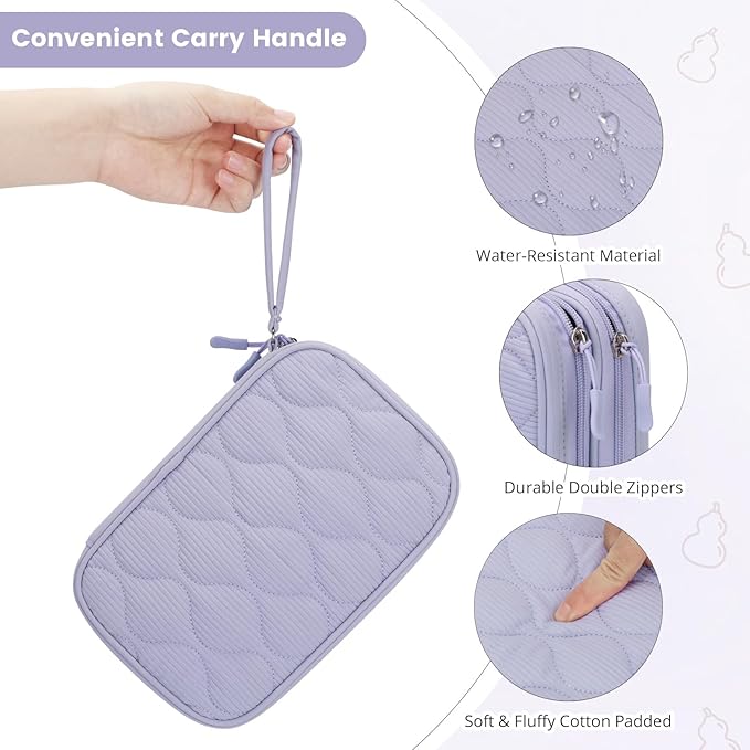 Skycase Tech Pouch - Lightweight Electronics Organizer Travel Case, Double Layers Travel Cable Organizer, All-in-One Storage Bag for Charger, Cord, Phone, Flash Drive, Accessories