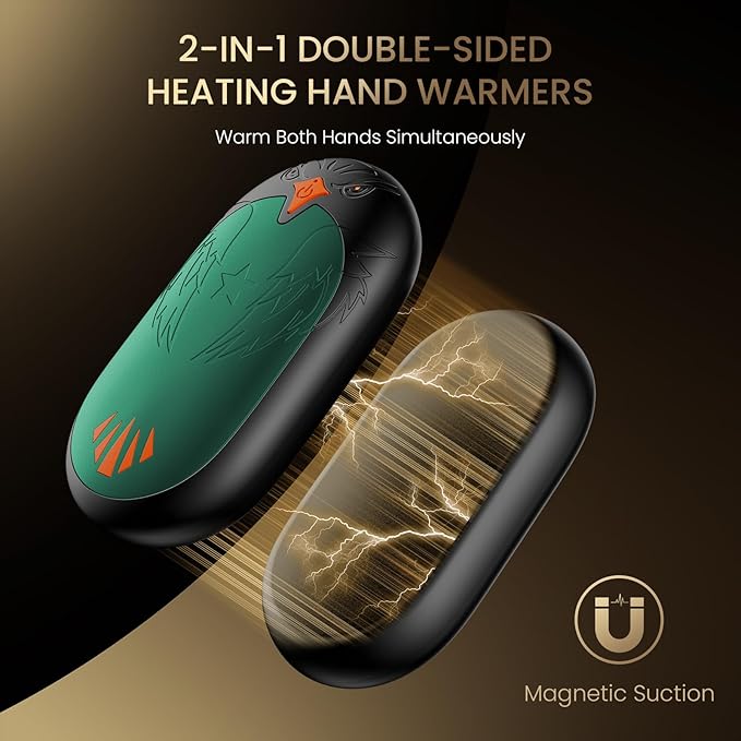 Magnetic Hand Warmers Rechargeable 2 Pack, Ergonomic Electric Hand Warmer, Up to 24hrs, Pocket Size Handwarmers,Warm Gifts for Raynauds, Golf, Men Women