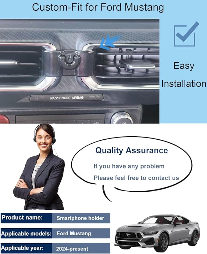 car Phone Holder for Ford Mustang 2024 2025 2026 Accessories Magnetic car Phone Mount for Mustang Phone Holder for Ford Mustang Accessories