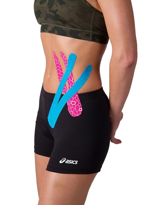 THERABAND Kinesiology Tape, Waterproof Physio Tape for Muscle & Joint Support, Standard Roll with XactStretch Application Indicators, 2" X 10" Strips, 20 Precut Strips, Black/White