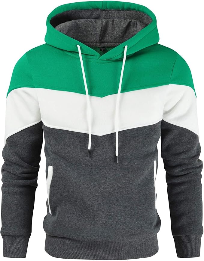 Gesean Men's Novelty Color Block Pullover Fleece Hoodie Long Sleeve Casual Sweatshirt with Pocket