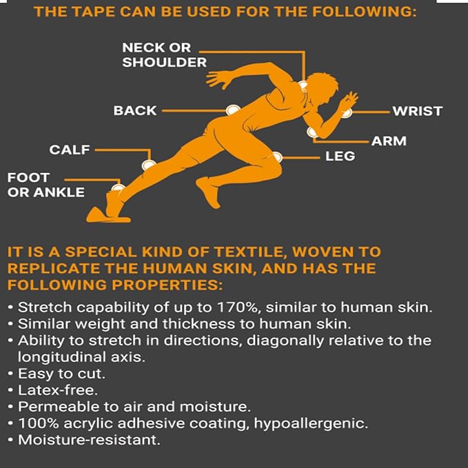 JB Tape Kinesiology Tape – 80 Precut 10-Inch Strips – Beige – Elastic, Latex-Free, Water Resistant – Athletic Muscle & Joint Support – 4 Rolls