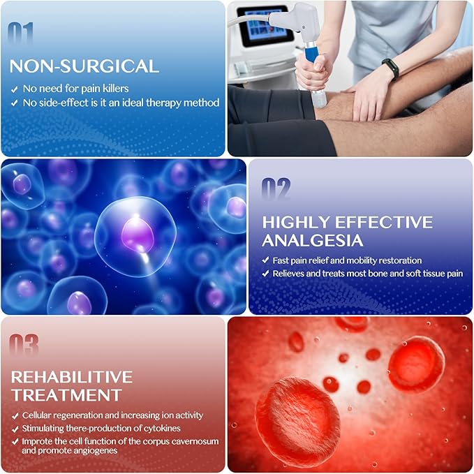 Shockwave Therapy Machine for Joint/Muscle Pain Relief, FSA/HSA Eligible Shockwave Therapy, Non-Invasive Extracorporeal ESWT Shock Wave Therapy Device, Ideal for Home & Clinical Use