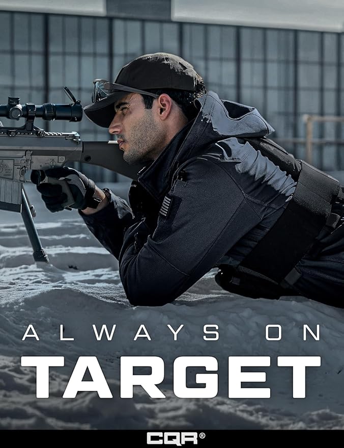 CQR Men's Tactical Softshell Jacket, Winter Warm Fleece Lined Coat, Water Resistant Outdoor Hunting Hiking Rain Windbreaker