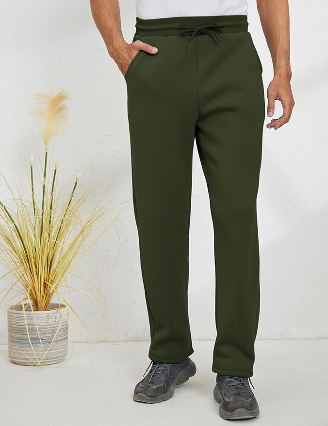 Gihuo Men's Winter Fleece Pants Sherpa Lined Sweatpants Active Running Jogger Pants