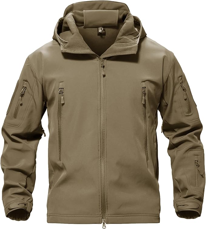 TACVASEN Men's Special Ops Military Tactical Soft Shell Winter Warm Fleece Lined Jacket Rain Hood Coat Hiking Snowboard
