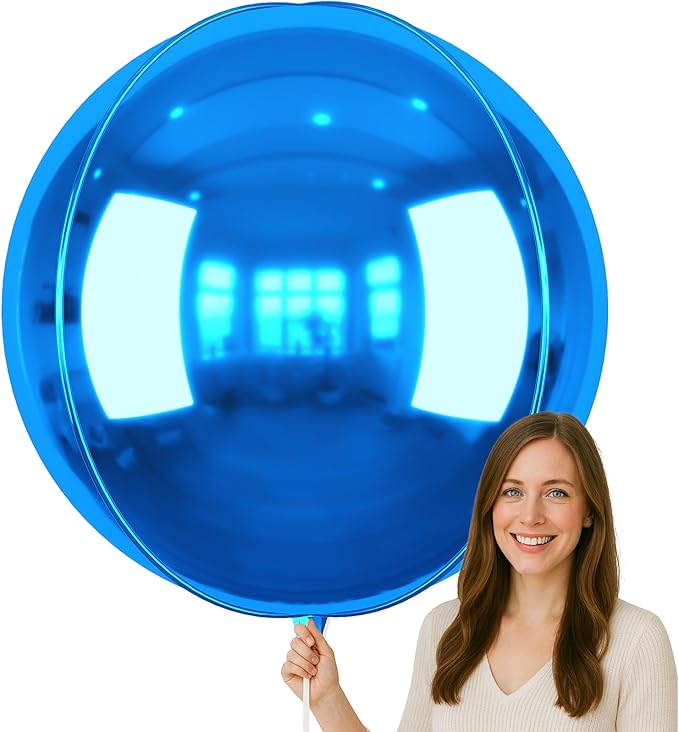 50 Inch Giant Dark Blue Round Foil Balloons, 3Pcs Metallic Blue 4D Ball Balloons for Birthday New Year Eve Wedding Engagement Graduation Anniversary Party Decorations 2026