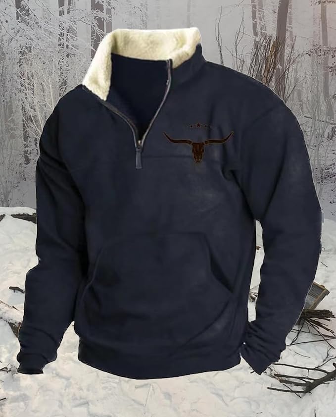 Western Sweatshirts for Men Aztec Retro Pullover Quarter Zip Sweatshirt Mens Stitching Color Fleece Sweatshirt