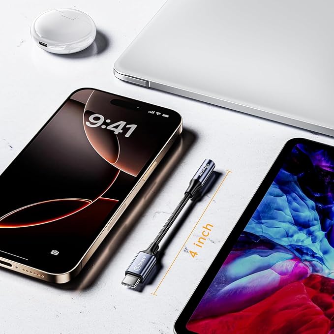USB C to 3.5mm Headphone Jack Adapter, USB C to Aux Audio Dongle Adapter Compatible with Samsung Galaxy S10/S20/S21, Pixel 4/+ 4XL, and More Type C Devices