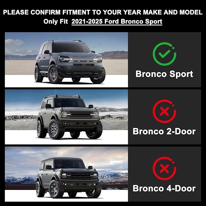 Floor Mats & Trunk Mat for 2021-2024 2025 Ford Bronco Sport Only Fit Sport Version(Non Hybrid) TPE All Weather Protection 2 Rows Car Floor Liners