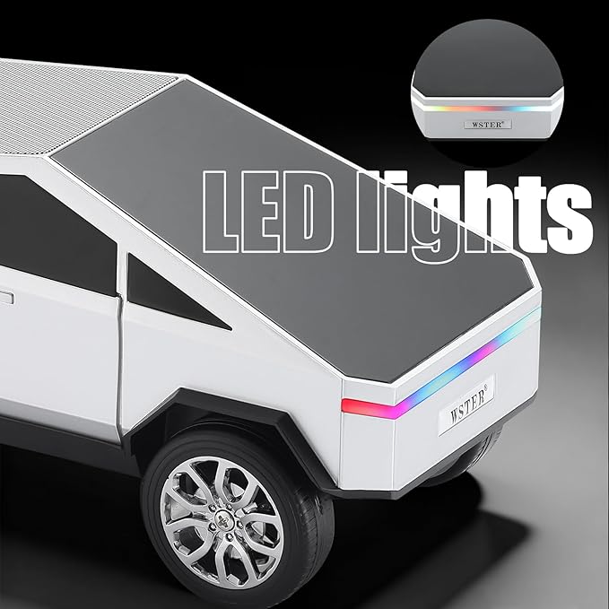 Portable Car Model Bluetooth Speaker with HD Stereo Sound, TWS Dual Pairing, LED Display, Truck-Style Wireless Speaker for Home, Office, Gaming & Collectible Display (Silver)