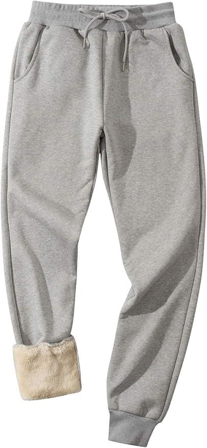Gihuo Men's Winter Fleece Pants Sherpa Lined Sweatpants Active Running Jogger Pants