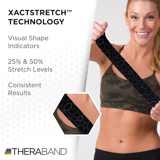 THERABAND Kinesiology Tape, Roll, with XactStretch Indicatorsv Water Resistant, Cut-to-Length