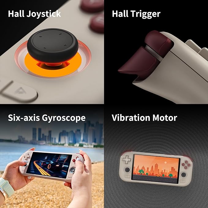Mangmi Air X Retro Handheld Game Console 5.5 Inch IPS 1920x1080 Screen Retro Gaming Console Android 14 OS 5000mAh Battery 64G Storage WiFi 6-Axis RGB Wide-Angle Halljoysticks White