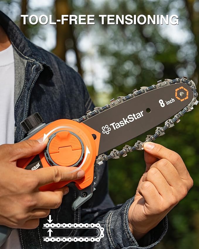 8-Inch Cordless Pole Saw, Electric Pole Saws for Tree Trimming, 2×4000mAh Batteries, 600W Powerful Motor, Max Reach 15Ft, Tool-Free Chain Tensioning, Auto Lubrication
