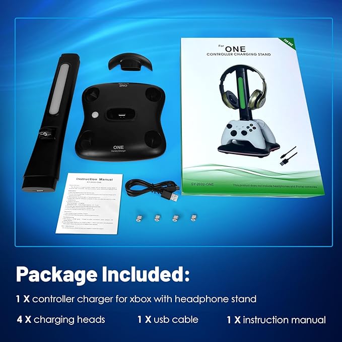 Controller Charger with RGB Headphone Stand for Xbox Series X/S/One,/One S/X, XSX Controller Charger Station, Headset and Controllers Stand Holder for Xbox, Gaming Gifts for Gamers Men
