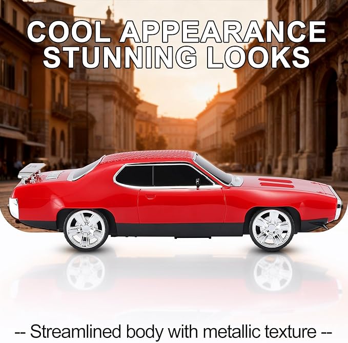 Retro Car Bluetooth Speaker with HD Stereo Sound, TWS Pairing, LED Party Lights, Built-in Microphone, Portable Wireless American Vintage-Style Bluetooth Speaker for Home, Office & Outdoor (Red)