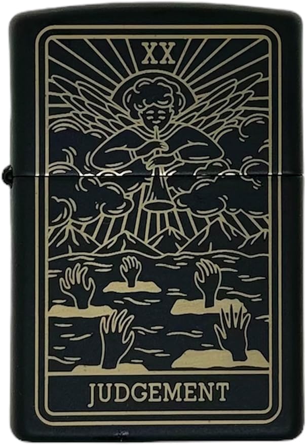 23 Custom Tarot Card - Major Arcana Card Laser Engraved Zippo Black Matt Windproof Lighter (Judgement)