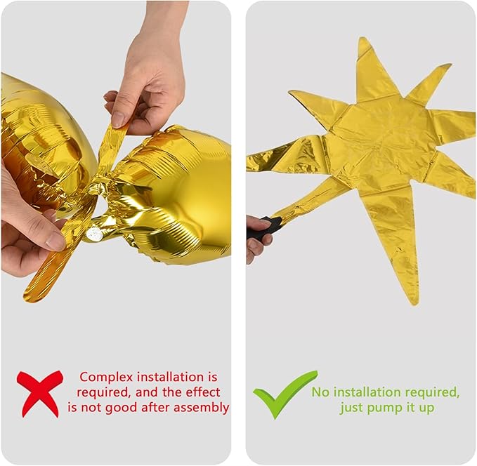 TONIFUL 8 Pcs Green Gold Foil Balloons Large Star Balloons Explosion Star Mylar Balloons for Party Backdrop Christmas New Year Birthday Wedding Baby Shower Graduation Anniversary Photo Booth Supplies