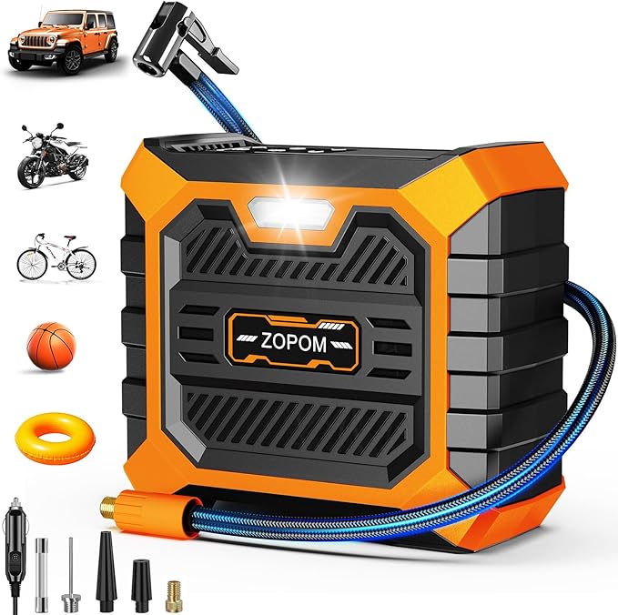 Tire Inflator Portable Air Compressor DC 12V Air Compressor (Orange)