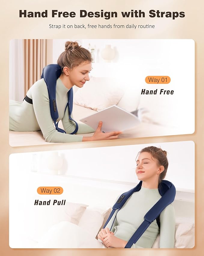 Neck and Shoulder Massager with Heat, Cordless Back and Neck Massager for Pain Relief, Upgraded Graphene Heating, 4D Shiatsu Deep Kneading for Shoulder, Back & Leg, Portable Gift for Dad, Mom & Friend