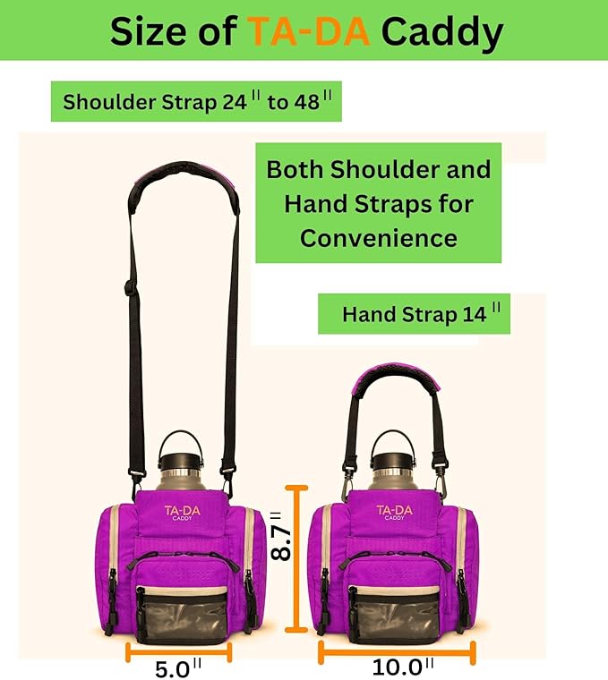 TA-DA Caddy Bag Everywhere you Go | Core Items are Bottle Phone Keys Wallets Etc., so Easy Access and more Convenient than Purse, Carrier, Crossbody, Messenger, Duffle, Fanny, Tote | W-7 H-10 L-10 |