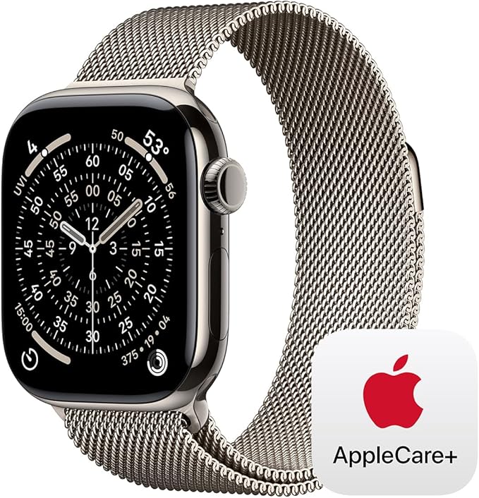 Apple Watch Series 11 [GPS + Cellular 42mm] Smartwatch with Natural Titanium Case with Natural Milanese Loop. Sleep Score, Fitness Tracker, Health Monitoring with AppleCare+ (2 Years)