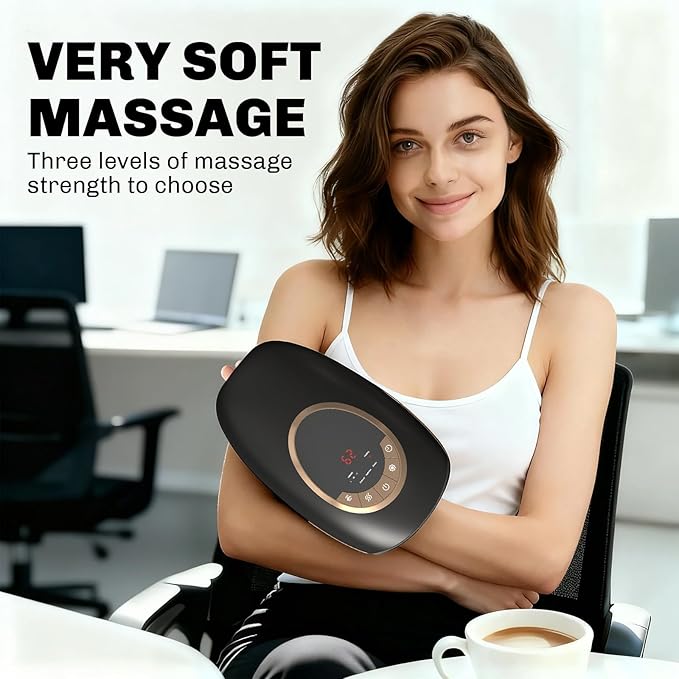 Foruisin Hand Massager with Heat and Compression, 3 Strength Levels & Modes, 10/15/20 Min Timer,Large Size Fits Hands & Forearms Carpal for Arthritis, Pain Relief, Carpal Tunnel(Black, General)