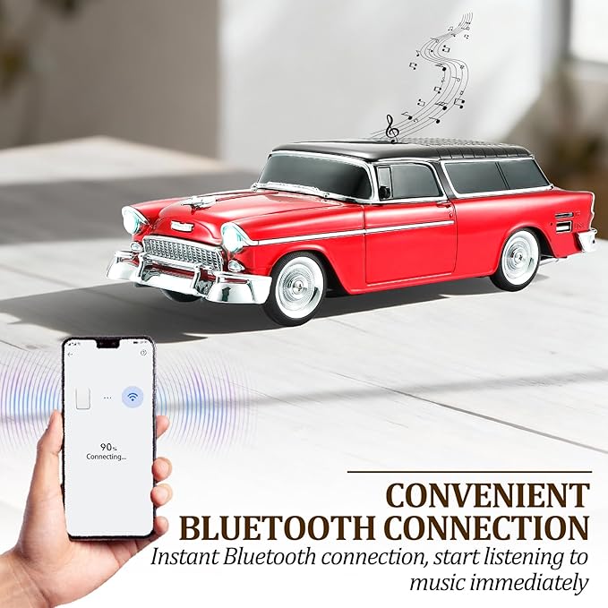 Retro car-Shaped Bluetooth Speaker, high-Definition Sound Quality, TWS Pairing, Multiple Interface outputs, Truck Model Bluetooth Speaker, Suitable for Desktop Decoration, Parties, Beach (RED)