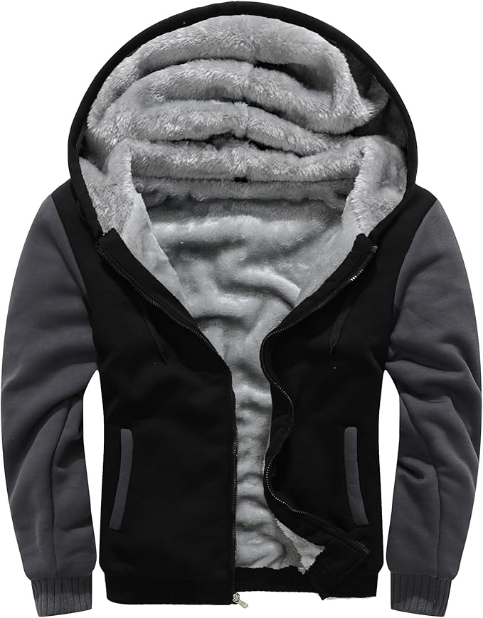 MACHLAB Men's Pullover Winter Workout Fleece Hoodie Jackets Full Zip Wool Warm Thick Coats