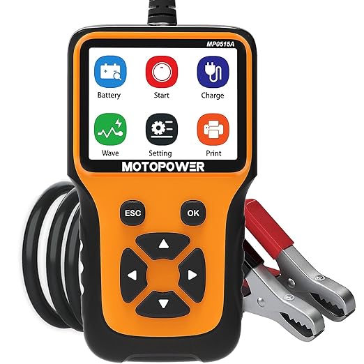 MOTOPOWER MP0515A 12V Car Battery Tester Automotive 100-2000 CCA Battery Load Tester Auto Cranking and Charging System Tester