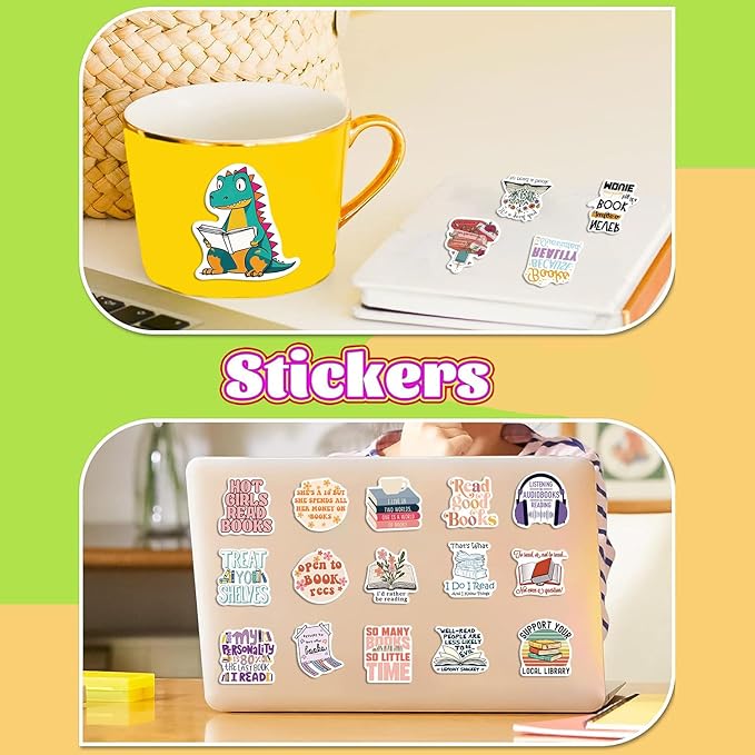 50pcs Reading Stickers for Laptop Water Bottle,Book Lover,Bookish for Kindle Gifts Accessories for Adults