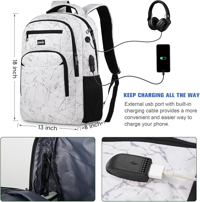 Paude Backpack for Men,College Backpack High School Bookbag for Teen Boys Laptop Bookbag with USB Port