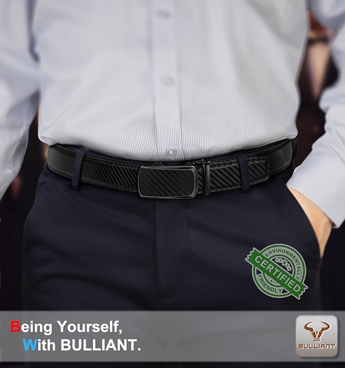 BULLIANT Men's Ratchet Belt 2 Pack-Click Leather Belt Adjustable for Men Gift 1 3/8-Cut for Perfect Fit