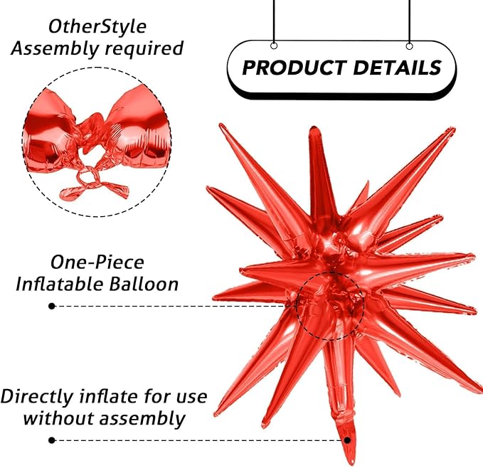 6PCS Star Balloons, 22Inch Colorful Rainbow Star Balloon Foil Balloons for Birthday Graduation Wedding Christmas New Year Party Decorations