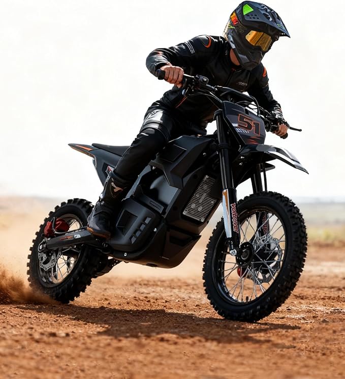 Electric Dirt Bike for Adults & Teens 13+, 2000W Off-Road Electric Motorcycle, 48V 21Ah Removable Battery, 37MPH Fat Tire E Dirt Bike with Hydraulic Brakes, Family Trail Riding Gift-Black