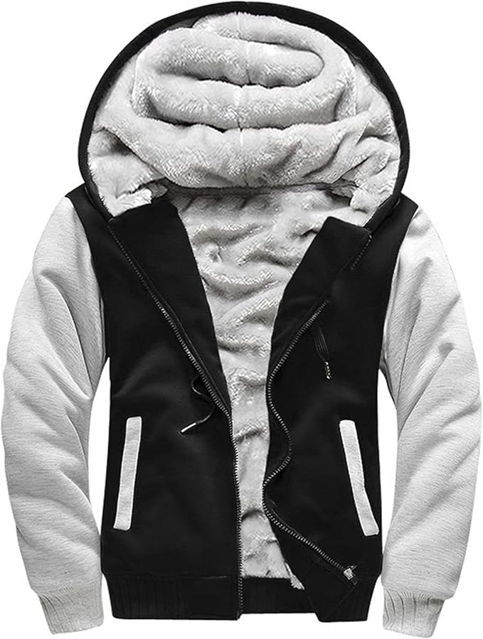 MACHLAB Men's Pullover Winter Workout Fleece Hoodie Jackets Full Zip Wool Warm Thick Coats