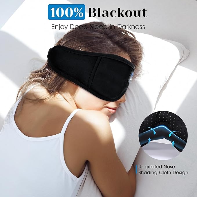 MUSICOZY Sleep Headphones, Bluetooth 5.4 Sleep Mask Headband Headphones Sleeping Eye Mask, Wireless Music Earbuds Earphones with HD Stereo Speakers for Side Sleepers, Cool Gadgets Unique Gift